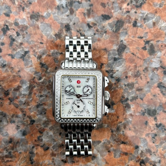Michele Accessories - MICHELE DECO MOP DIAMOND DIAL AND BEZEL CHRONOGRAPH LADIES WATCH